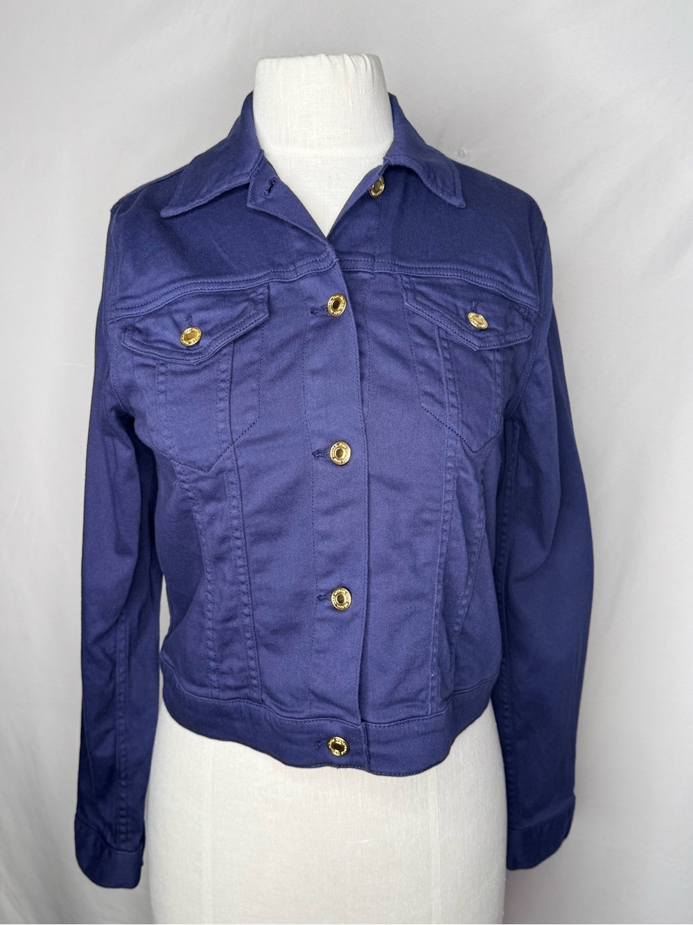 Michael Kors Navy Denim Jacket - Gold Buttons - Size M - BNWT (Brand New Without